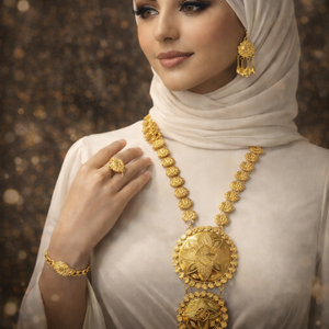 طقم ذهب بتصميم تراثي فاخر ينبض بالأصالة والهيبة 👑